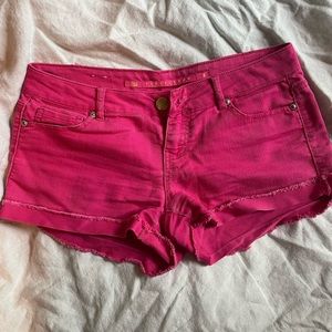 Pink denim shorts